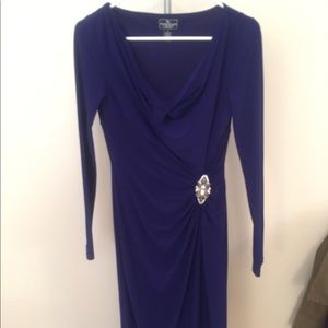 Royal blue cowlneck sheath dress